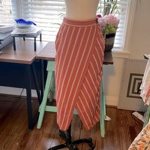 Striped linen midi skirt